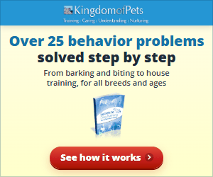 Over 25 behavior problems solved step by step, from barking and biting to house training, for all breeds and ages. Shown with the Secrets to Dog Training eBook cover.