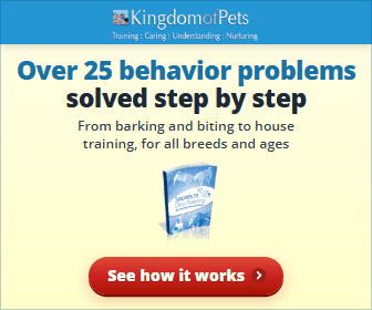 Over 25 behavior problems solved step by step, from barking and biting to house training, for all breeds and ages. Shown with the Secrets to Dog Training eBook cover.