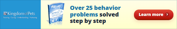 Over 25 behavior problems solved step by step. Shown with the Secrets to Dog Training eBook cover.