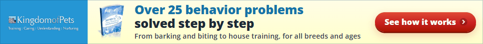 Over 25 behavior problems solved step by step, from barking and biting to house training, for all breeds and ages. Shown with the Secrets to Dog Training eBook cover.