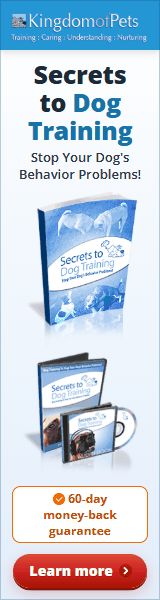 Secrets to Dog Training: Stop Your Dog's Behavior Problems! 60-day money-back guarantee. Shown with the eBook and video covers.